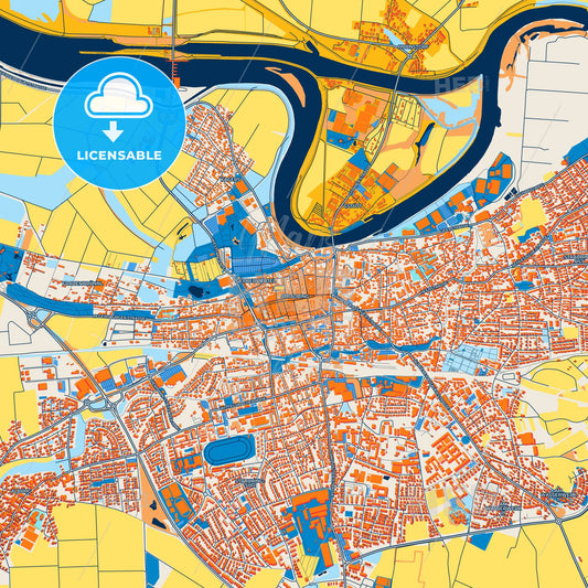 Colorful Straubing Street Map with Labels and Buildings