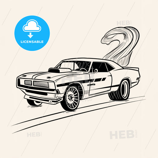 Street Racing Car - A Black And White Drawing Of A Car