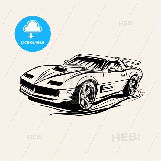 Street Racing Car - A Black And White Drawing Of A Car