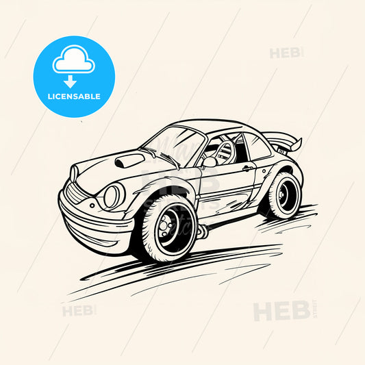 Street Racing Car - A Cartoon Car With Wheels