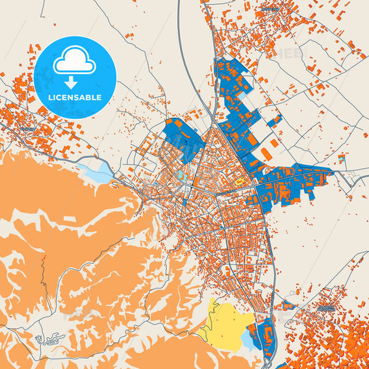 Colorful Strumica Street Map with Labels and Buildings
