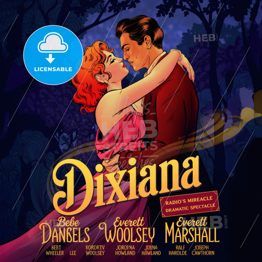 Stunning Art Nouveau DIXIANA Vintage Movie Poster Featuring Bebe Daniels & Romance