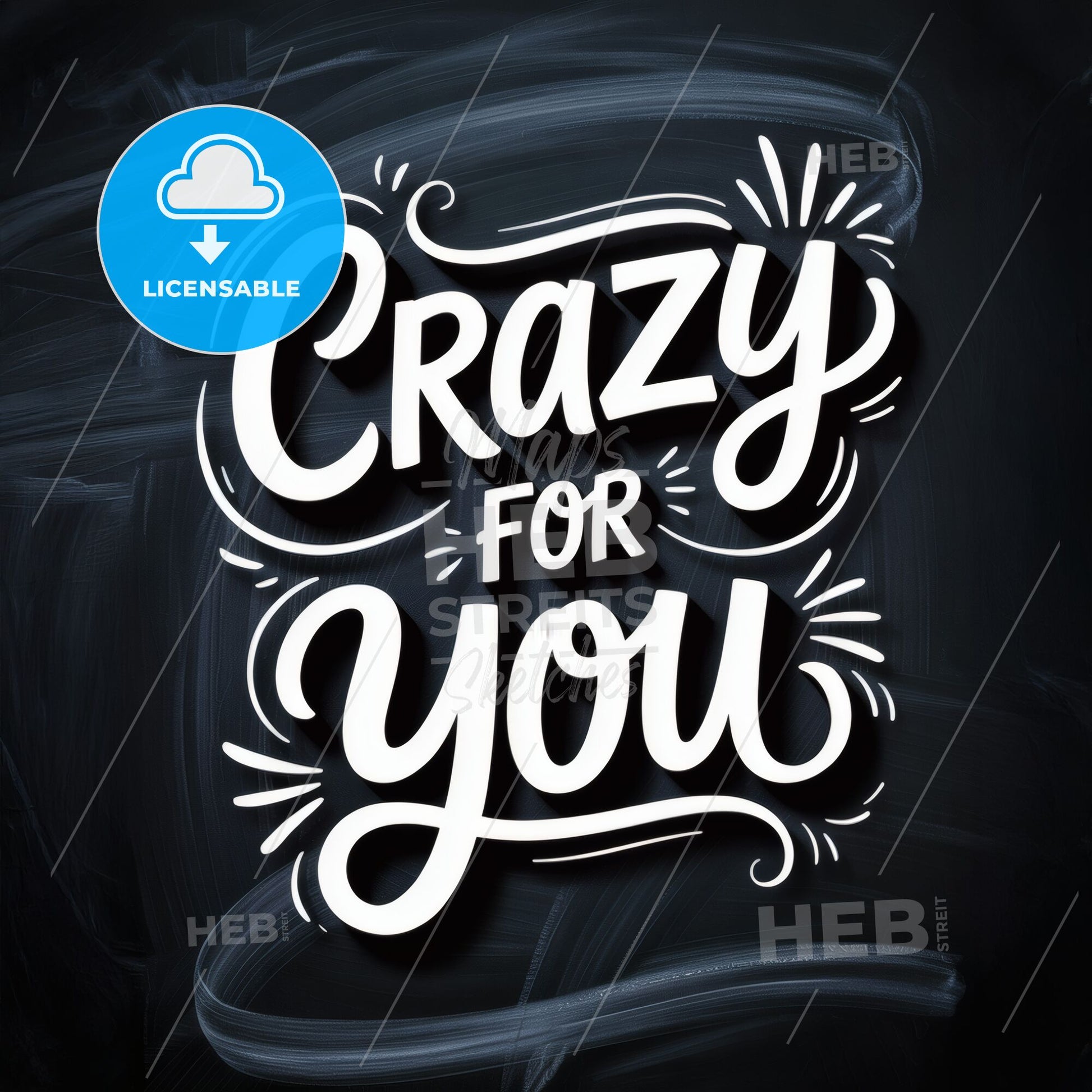 Stylish Handwritten Typography: 'Crazy for You' on a Charcoal Background, Perfect for Romantic Themes and Designs.