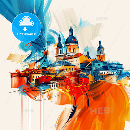 Vibrant Суботица, Serbia - A Painting Of A City