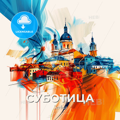 Vibrant Суботица, Serbia - A Painting Of A City - Square format print template