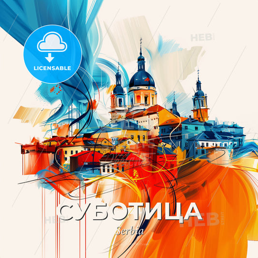 Vibrant Суботица, Serbia - A Painting Of A City - Square format print template