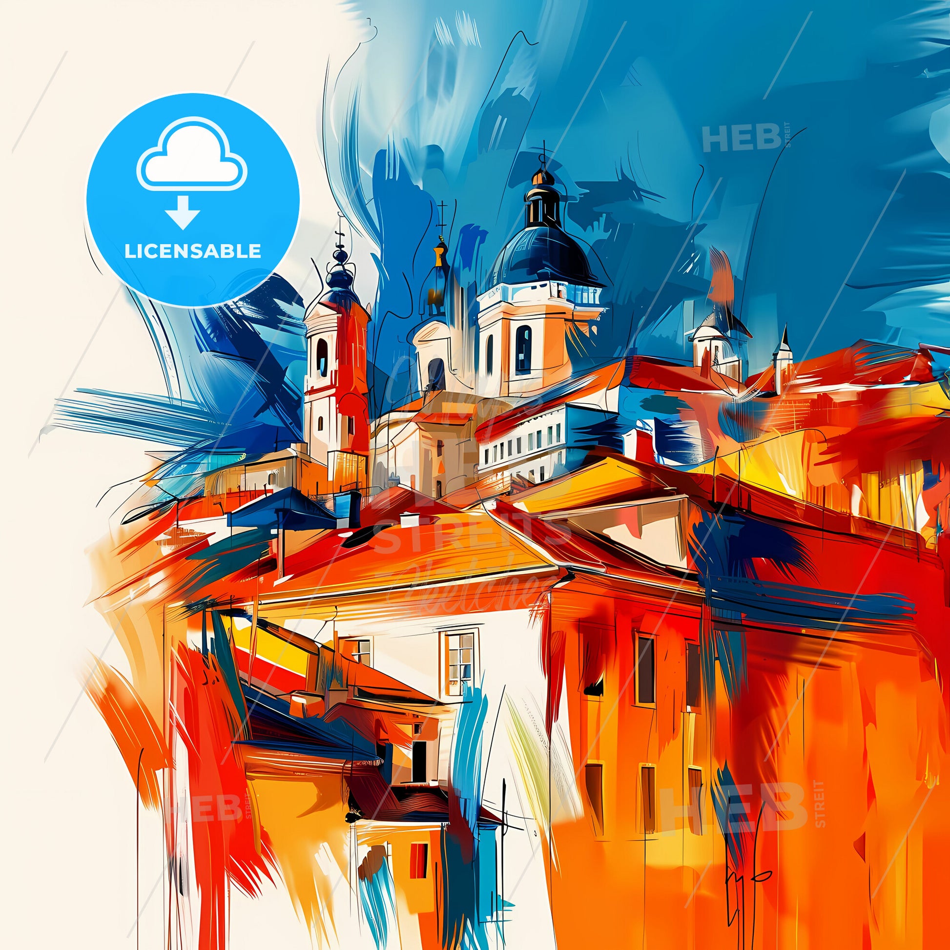 Vibrant Суботица, Serbia - A Painting Of A Building