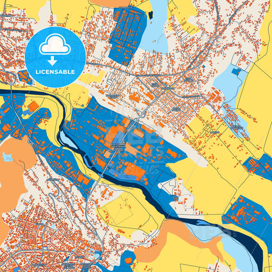 Colorful Suceava Street Map with Labels and Buildings
