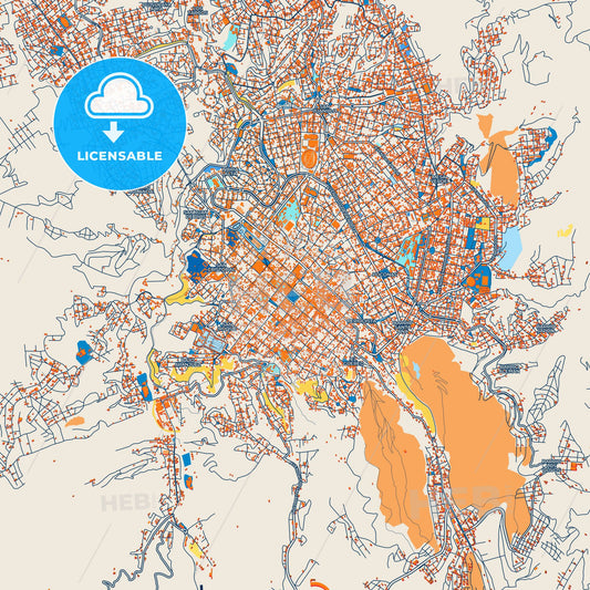 Colorful Sucre Street Map with Labels and Buildings