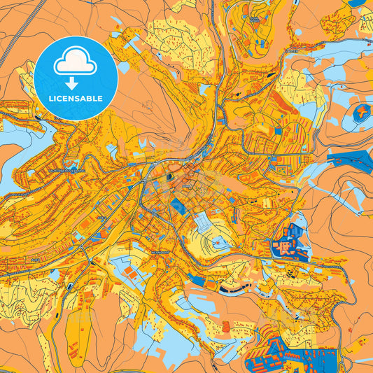 Colorful Suhl Street Map with Labels and Buildings
