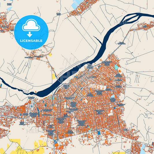 Colorful Sullana Street Map with Labels and Buildings