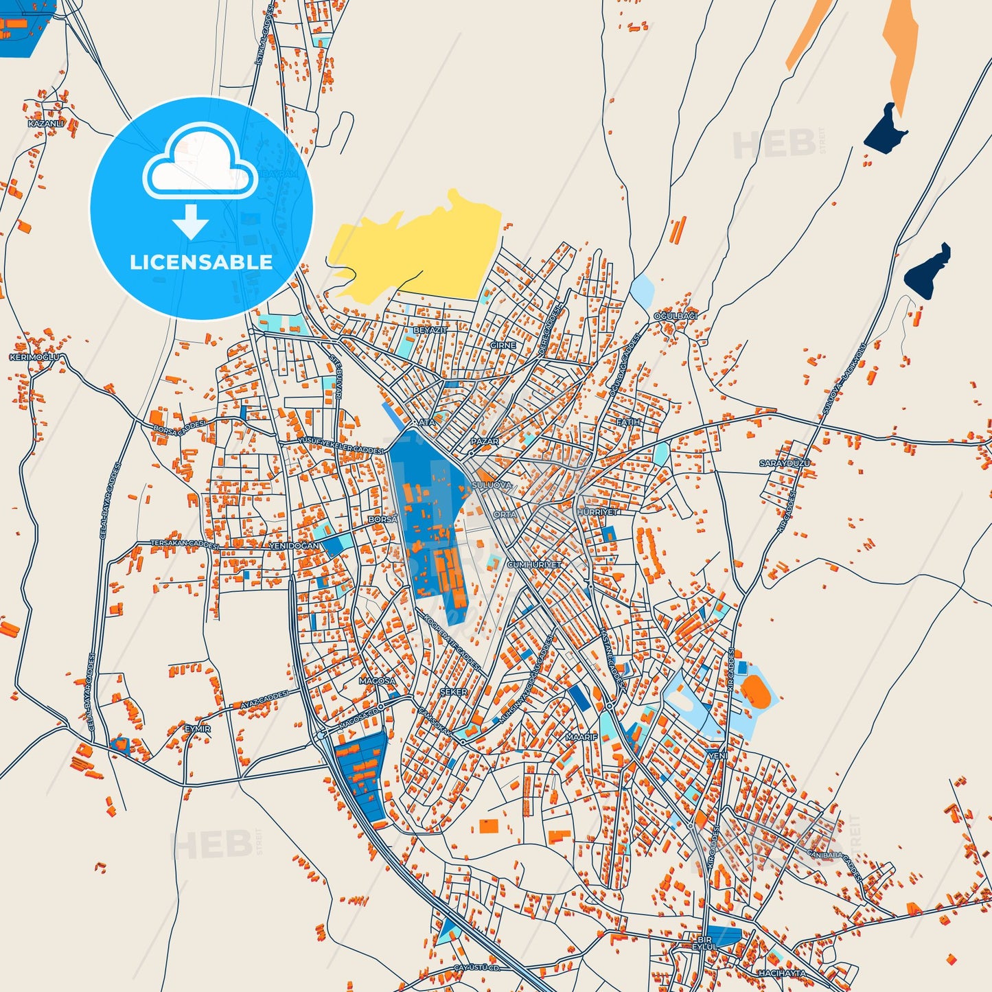 Colorful Suluova Street Map with Labels and Buildings