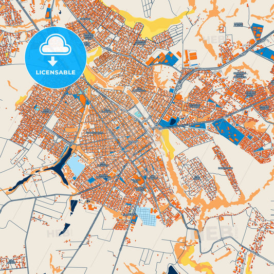 Colorful Sumare Street Map with Labels and Buildings