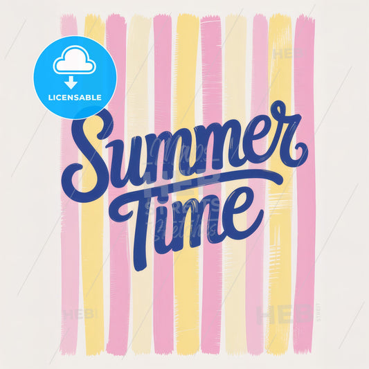 Summer Time Bliss: Minimalist Cursive Art in Pastel Stripes – Perfect for Relaxation
