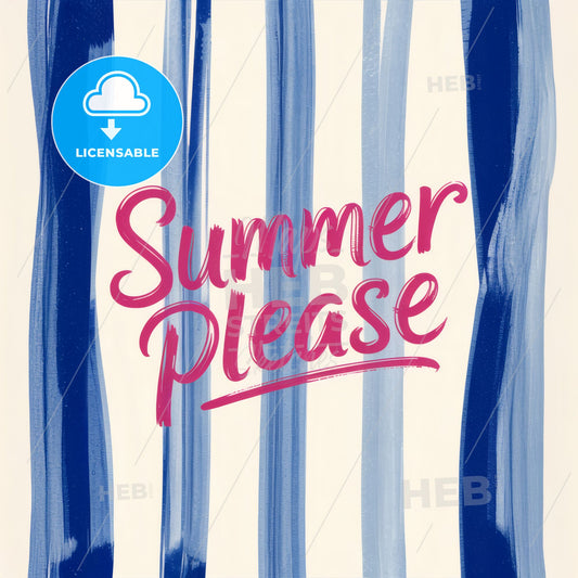 Summer Vibes: Charming Minimalist 'Summer Please' Art Print in Pink & Pastels