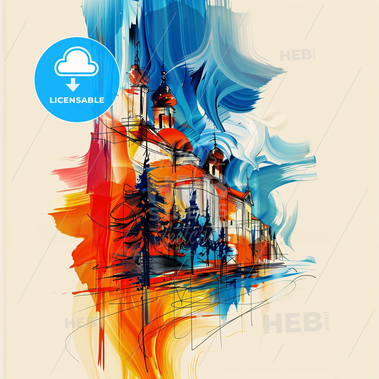 Vibrant Sumqayit, Azerbaijan - A Painting Of A Building