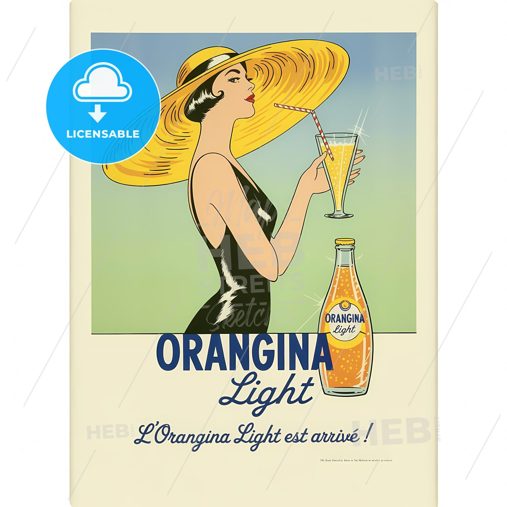 Sun-Kissed Elegance: Vintage Orangina Light Advertisement Print