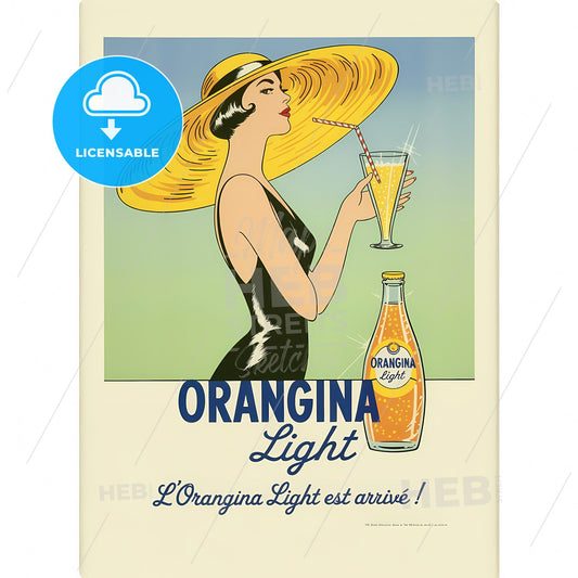 Sun-Kissed Elegance: Vintage Orangina Light Advertisement Print