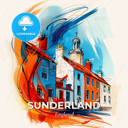 Vibrant Sunderland, England - A Colorful Painting Of Buildings - Square format print template