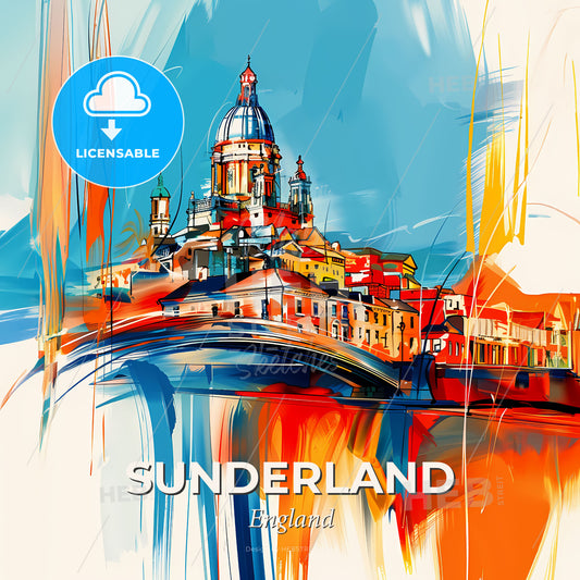 Vibrant Sunderland, England - A Painting Of A City - Square format print template