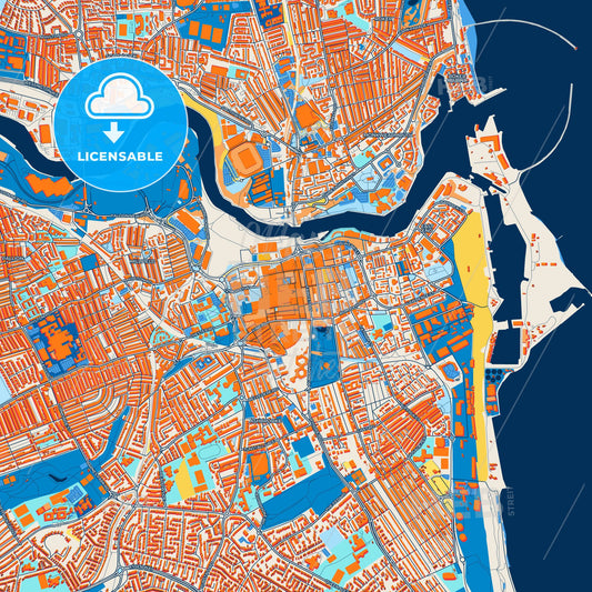 Colorful Sunderland Street Map with Labels and Buildings