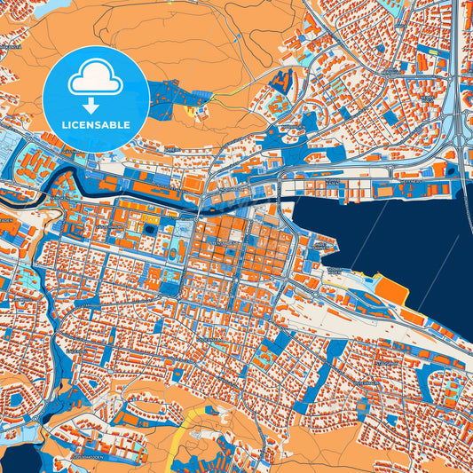 Colorful Sundsvall Street Map with Labels and Buildings