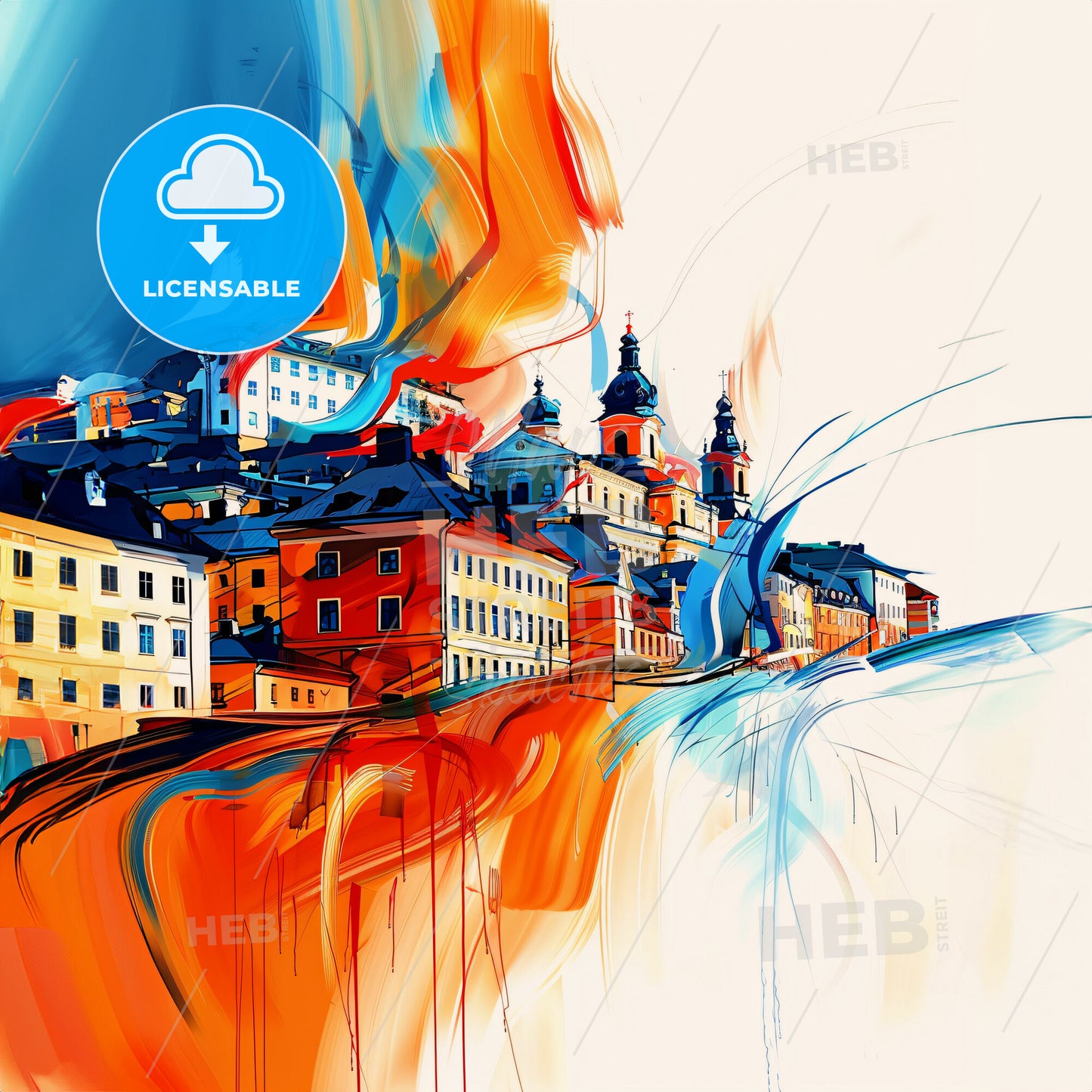 Vibrant Sundsvall, Sweden - A Colorful Painting Of A City