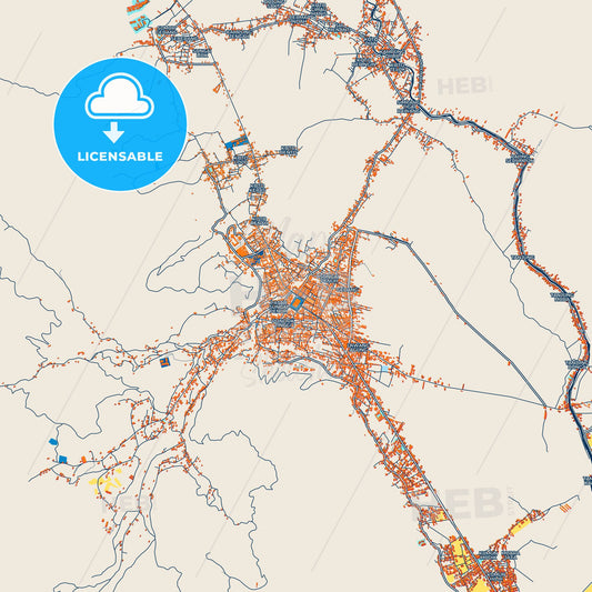 Colorful Sungai Penuh Street Map with Labels and Buildings