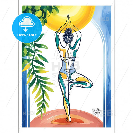 Sunlit Serenity: Minimalist Yoga Elegance in Terracotta and Teal