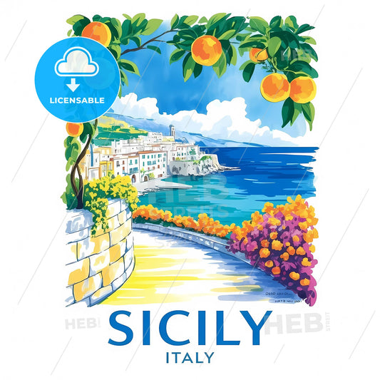 Sunlit Sicilian Shores: A Vintage Coastal Escape Poster