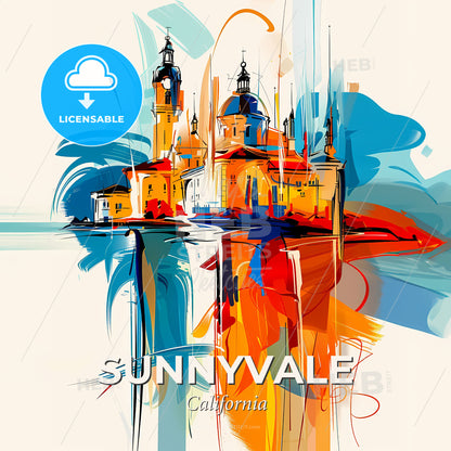 Vibrant Sunnyvale, California - A Painting Of A Building - Square format print template