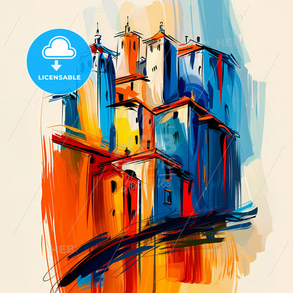 Vibrant Sunnyvale, California - A Colorful Painting Of Buildings