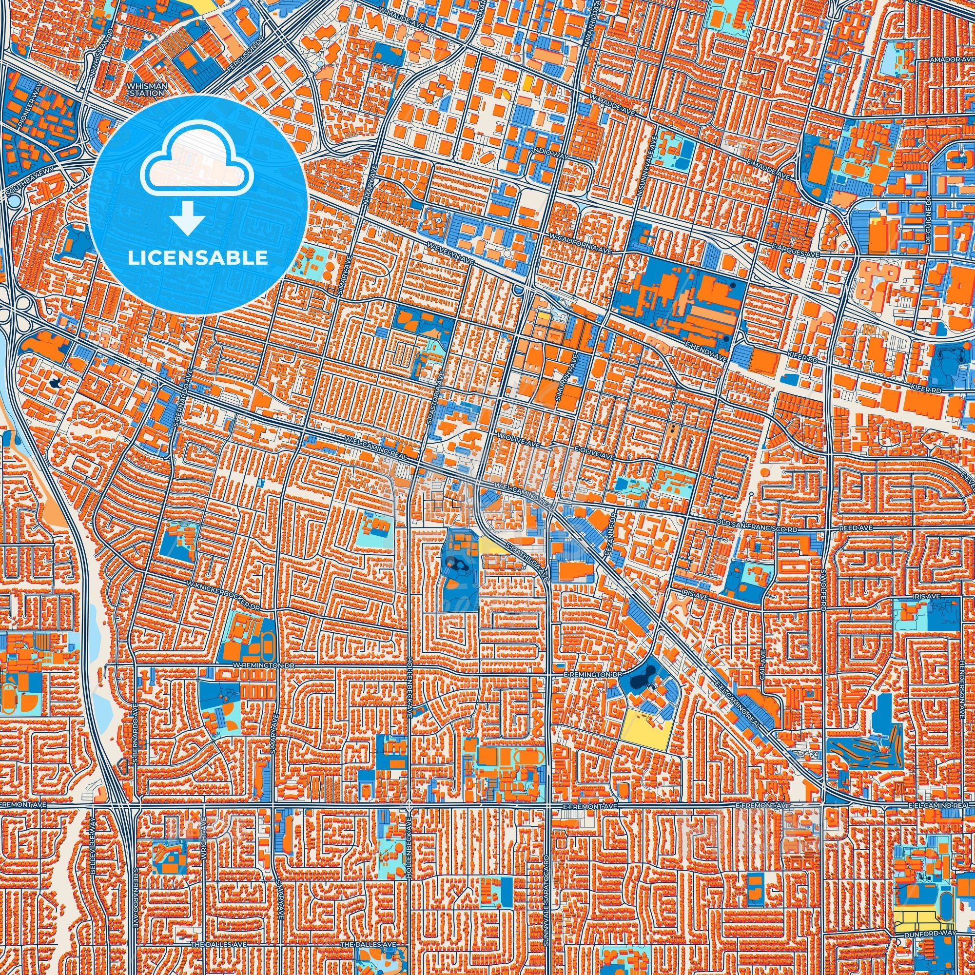 Colorful Sunnyvale Street Map - Digital Download – HEBSTREITS