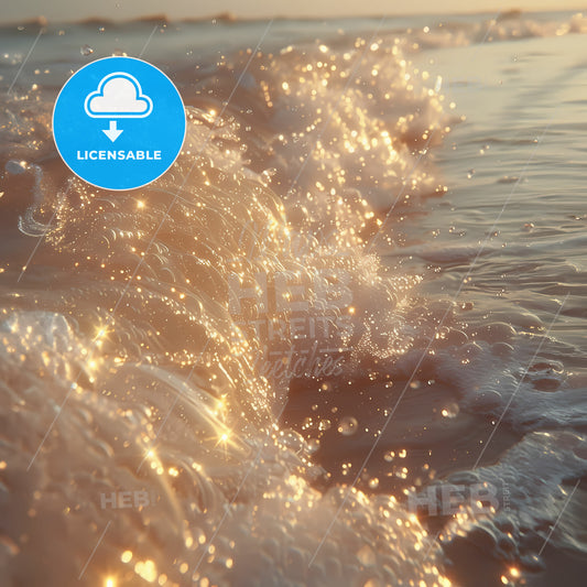 Sunshine and Sprinkles: A Day at the Beach - Waves crashing on the beach