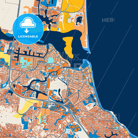 Colorful Sunshine Coast Street Map with Labels and Buildings