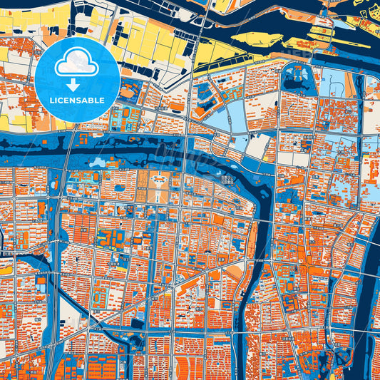Colorful Suqian Street Map with Labels and Buildings