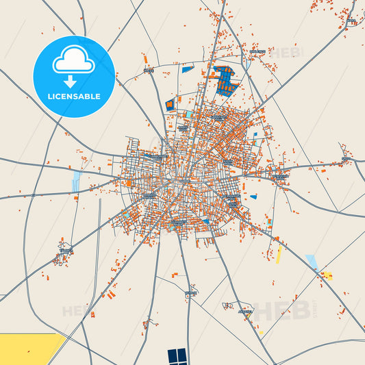 Colorful Suruç Street Map with Labels and Buildings