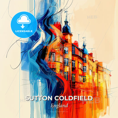 Vibrant Sutton Coldfield, England - A Painting Of A Building - Square format print template