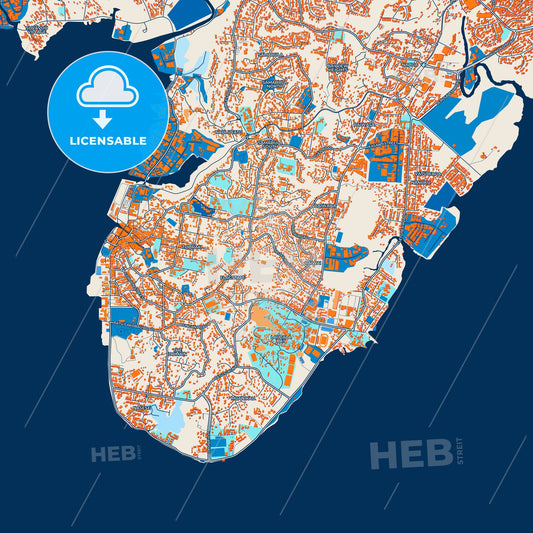 Colorful Suva Street Map with Labels and Buildings