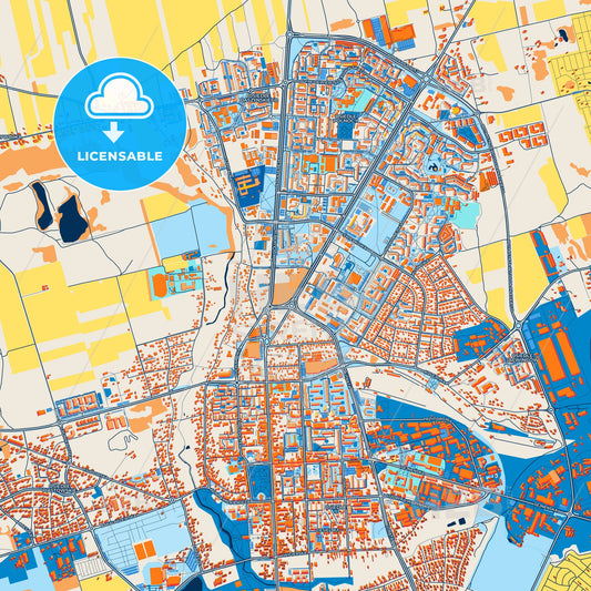 Colorful Suwałki Street Map with Labels and Buildings
