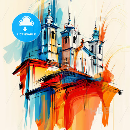 Vibrant Suzano, Brazil - A Painting Of A Building With Towers