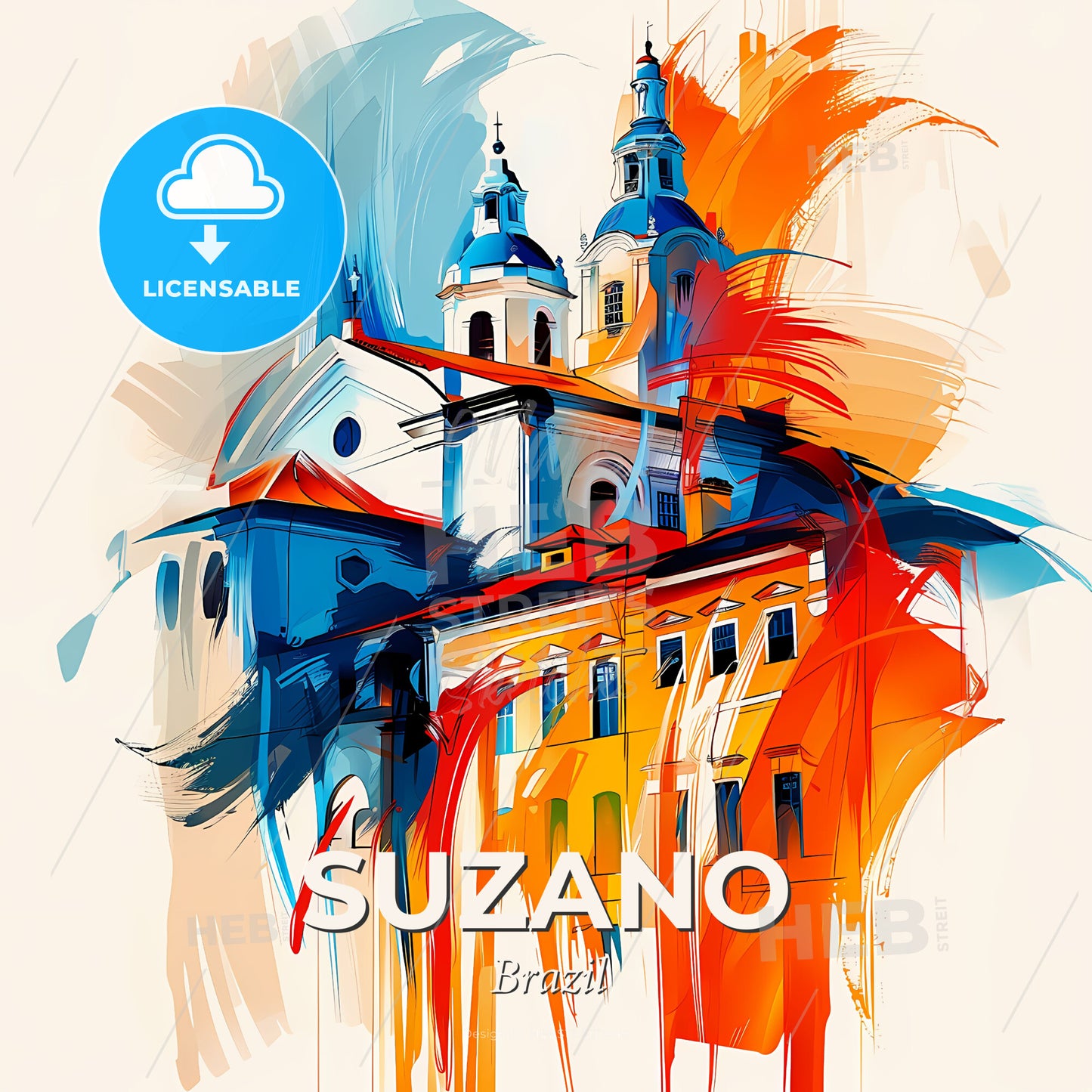 Vibrant Suzano, Brazil - A Painting Of A Building - Square format print template