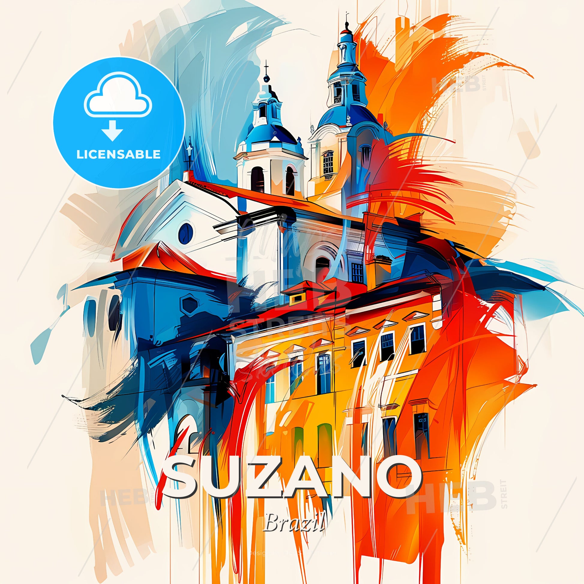 Vibrant Suzano, Brazil - A Painting Of A Building - Square format print template