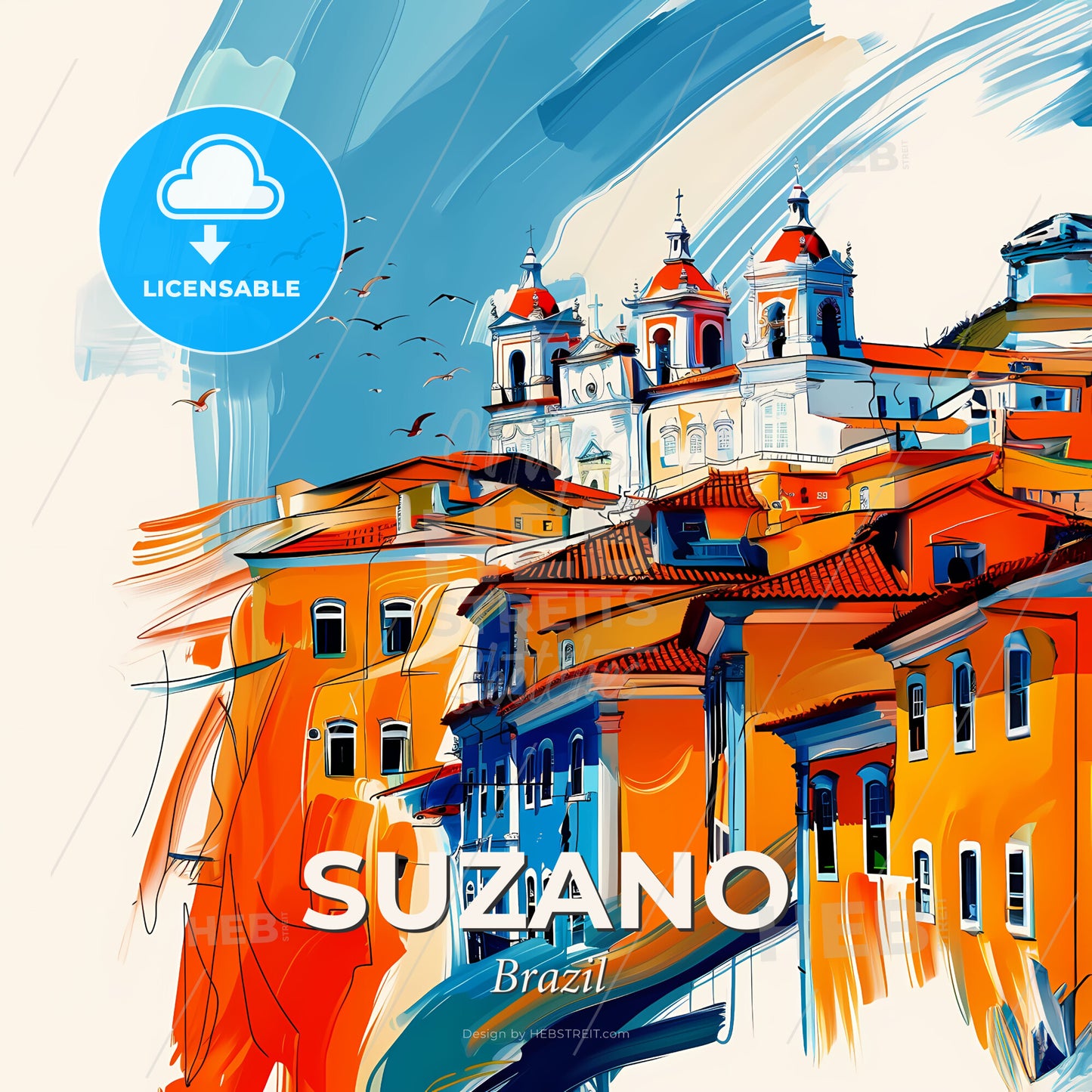 Vibrant Suzano, Brazil - A Painting Of A City - Square format print template