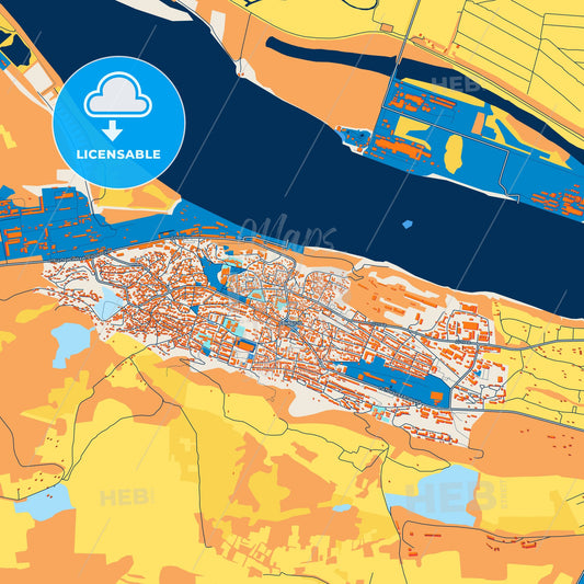 Colorful Svishtov Street Map with Labels and Buildings