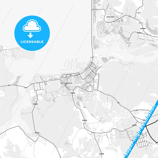 Svitlovodsk, Ukraine light map with streetnames, citynames and districts