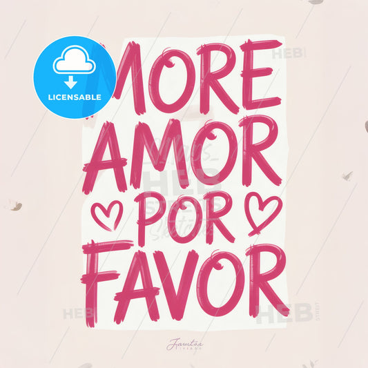 Sweet Minimalist Typography Print: 'More Amor Por Favor' with Heart Motif