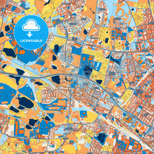Colorful Świętochłowice Street Map with Labels and Buildings