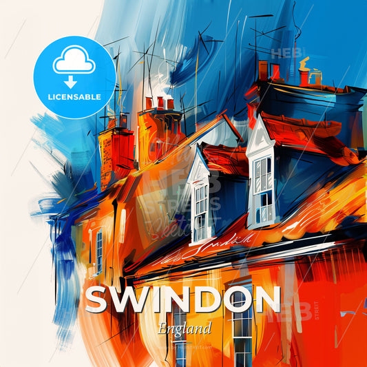 Vibrant Swindon, England - A Painting Of A Building - Square format print template