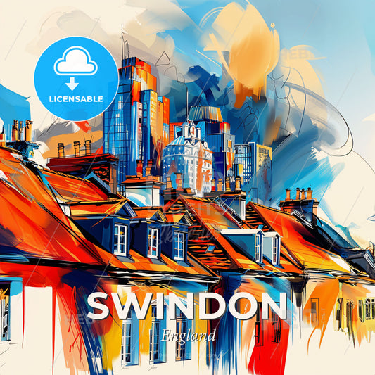 Vibrant Swindon, England - A Painting Of A City - Square format print template